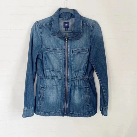 GAP FACTORY‎ Denim Utility Jacket in Medium Indigo - Picture 1 of 9
